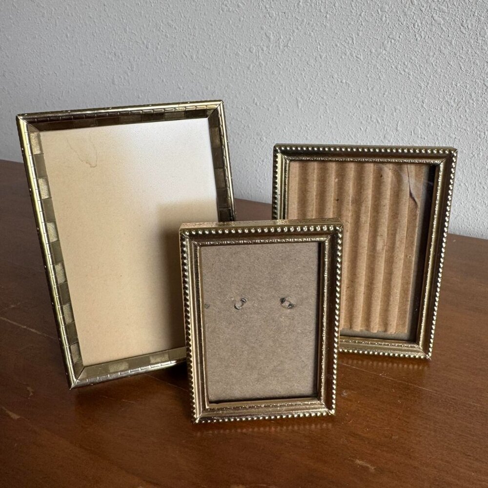 Multi Size Brass Picture Frames, Set of 3